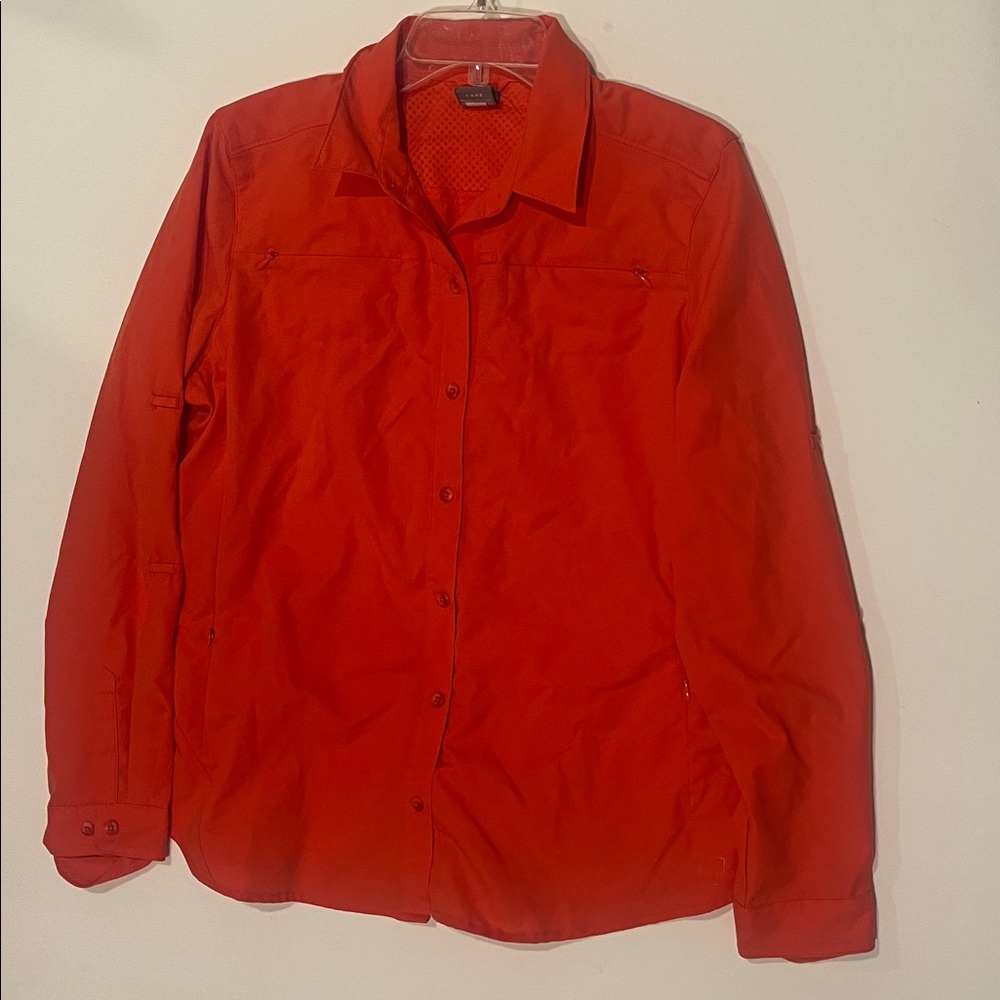 REI Co-op Sahara Button-Up Long-Sleeve Shirt Orange coral  Hiking Size large